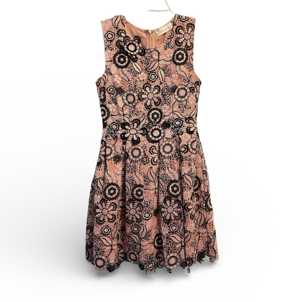 Chicwish Pink and Black Lace Dress